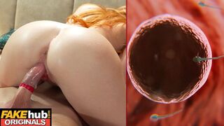 FAKEhub Redhead MILF makes him cum so hard the condom explodes impregnating her with a creampie