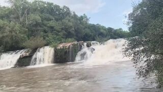 Risky sex at the waterfall in the middle of a STORM O.O