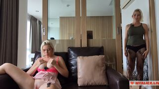 I caught my stepsister masturbating and I was watching my stepsister and got really horny. Two girls masturbate together