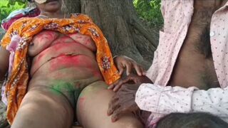 Happy Holi outdoor by going I fucked Nomita boudi