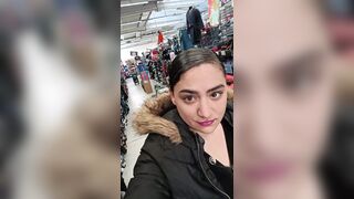 Hot girl at the public store wet pussy fucking with are huge dildo