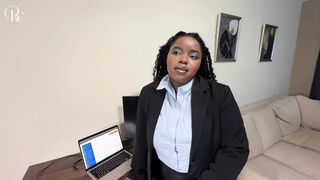 Ebony Secretary Gets a Promotion Through a Tiny Hole in Her Skirt