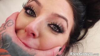 Babe with big tits fucked hardcore doggy style and eats vag