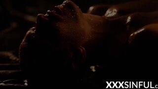 Sinful babe with natural tits moans while fucked sensually
