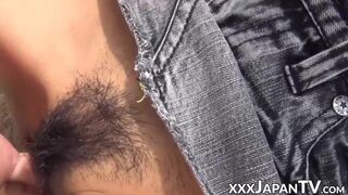 Nubile Japanese amateur fingered in public closeup
