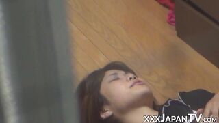 Beautiful Japanese babe playing with her sweet pussy