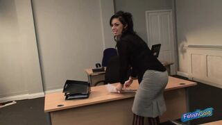 Busty secretary gets hammered deep by older boss at work to keep her job
