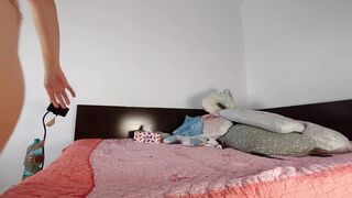 Naughty sexy milf trying on naked clothes  Sexy hairy latina trying on clothes in bed