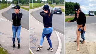 Public Pissing Blooper. Busted by Passing Cars! Timing Fail