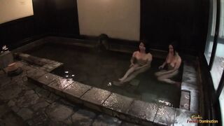 Hairy Asian sluts get banged by two guys after swimming