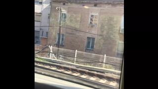 ACCIDENTAL SEX ON THE TRAIN - HANDJOB AND CUMSHOT WITH AMATEUR MILF
