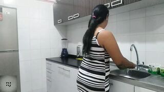 casual playing with a cucumber