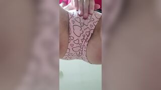 I masturbate my hairy pussy under the table in class