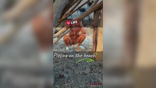 Piss compilation on the beach